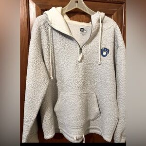 Women’s Soft Off-White Brewers Quarter -Zipper Pullover Size  Large